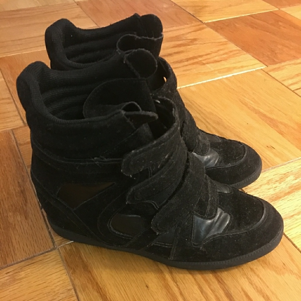 Black Suede Sneaker Wedges